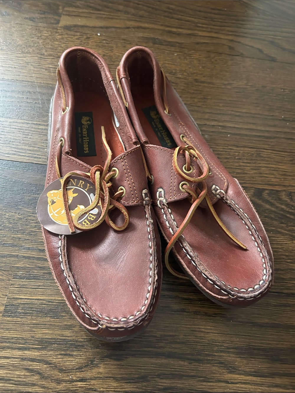 Henri Lloyd Chestnut Leather Moc Toe Boat Shoes size 42